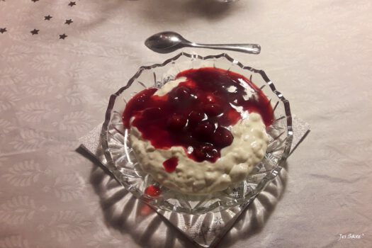 Danish Rice Pudding Risalamande Served