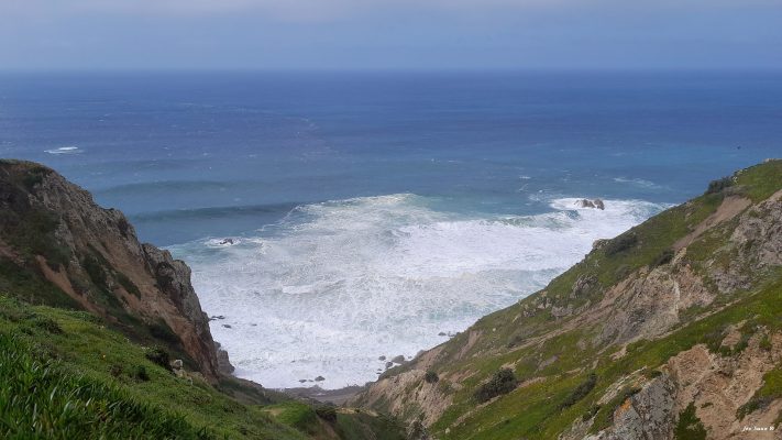 The Atlantic Ocean hammering on the shore
